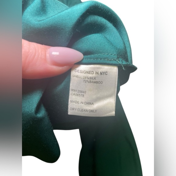 Intermix Bryony Pleated Teal Bamboo Silk Blouse Size P / XS - Picture 7 of 8